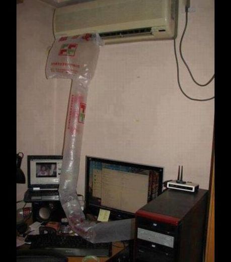 An domestic air-conditioner used to cool the computer
