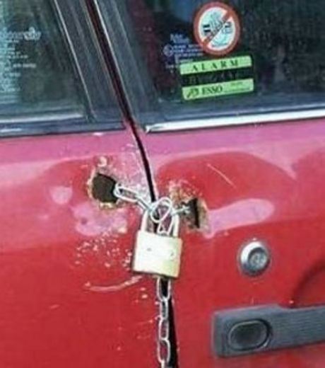 This car has a lock like secure door closure