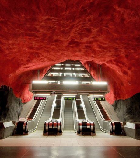 It is a true metro station in Stockholm, Sweden