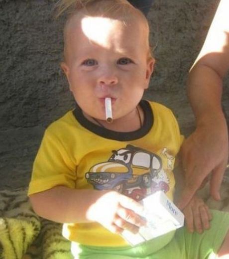 Bad Parenting: An Infant Learns To Smoke 