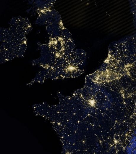 UK and Europe From Space In Night