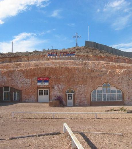 The entrance of church in Coober Pedy.