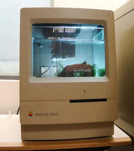 An Aquarium In An old macintosh Computer