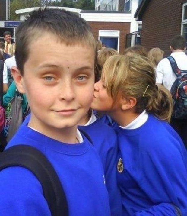 This girl is not kissing the boy