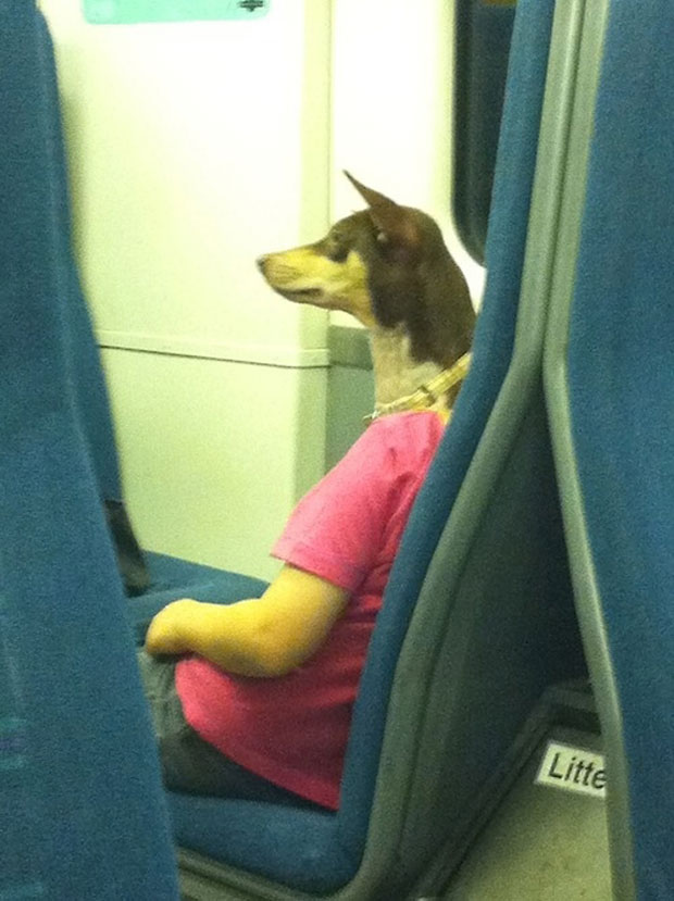 This man does not has dog head.