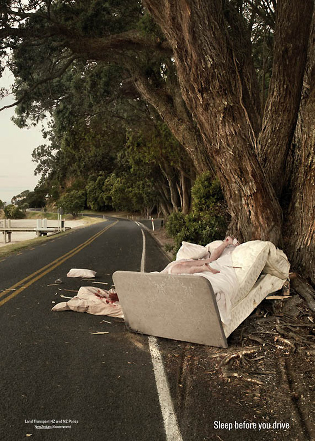 A shocking add against drivers with improper sleep