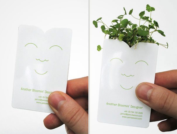 Green thirsty business card by Jamie Wieck