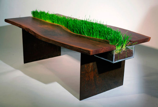 Movable table with Plants by  Emily Wettstein