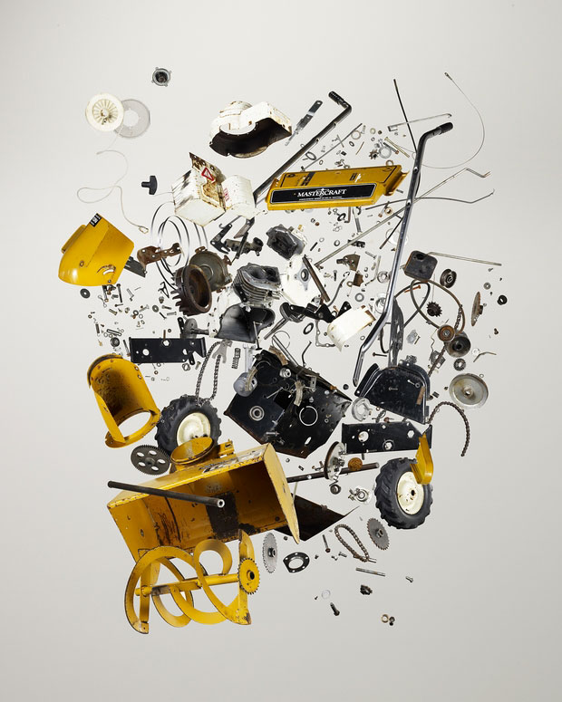 Disassembled parts of grass cutter