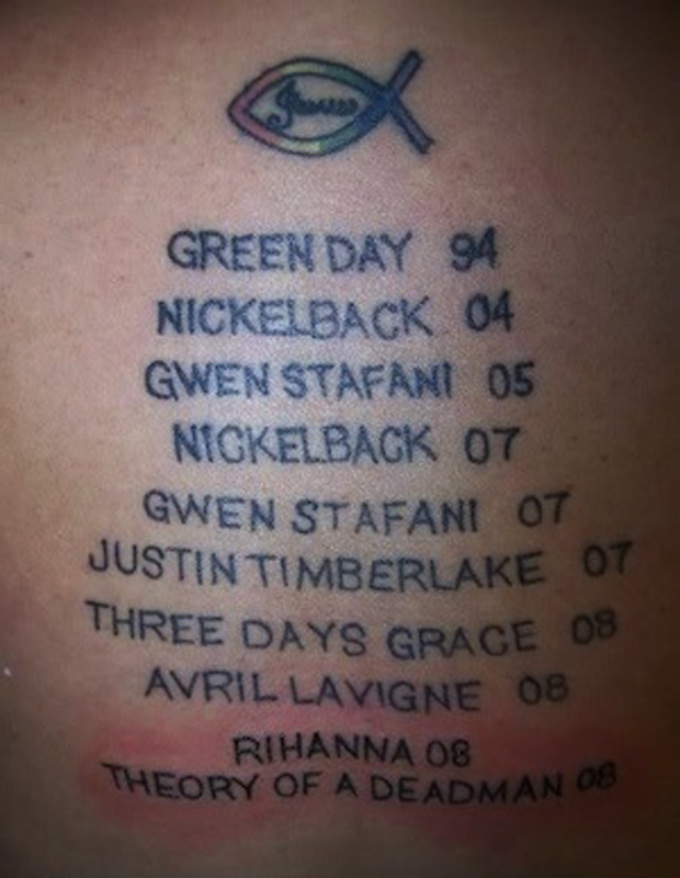 Tattoos Of 28 concerts the man visited