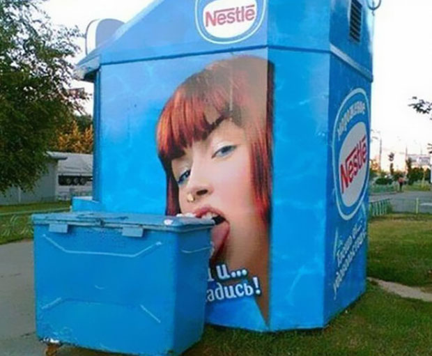 Funny Ad Placements-Nestle on dustbin