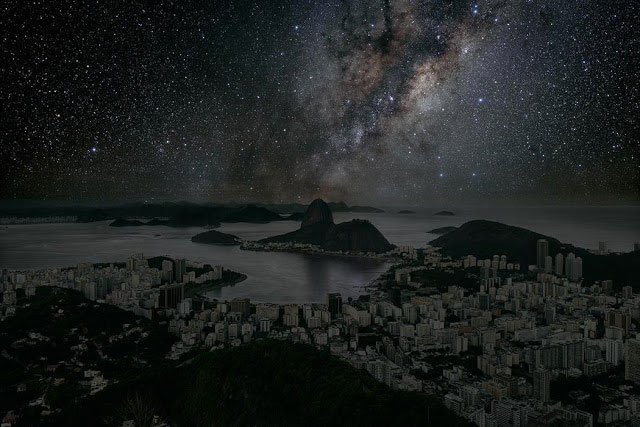 Rio de Janeiro sky view in the dark