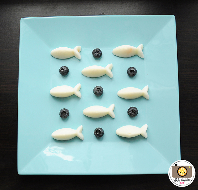 Create fun shapes with frozen yogurt or pan cakes or ice
