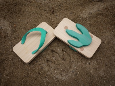 9. Make dinosaur footprints with flip flops