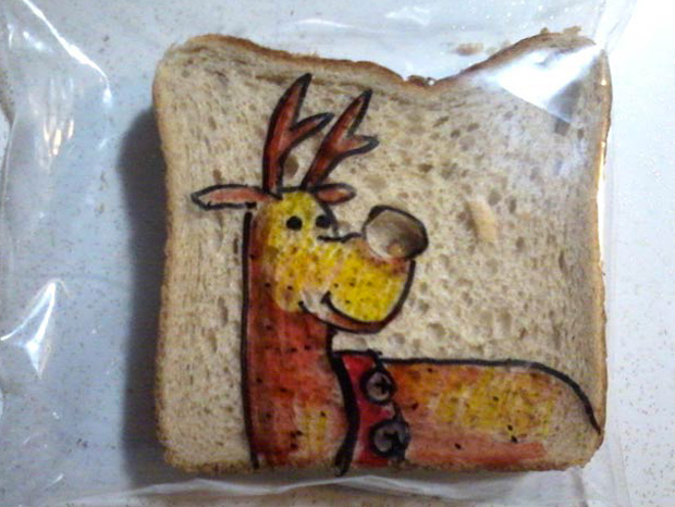 a deer cartoon on a sandwich