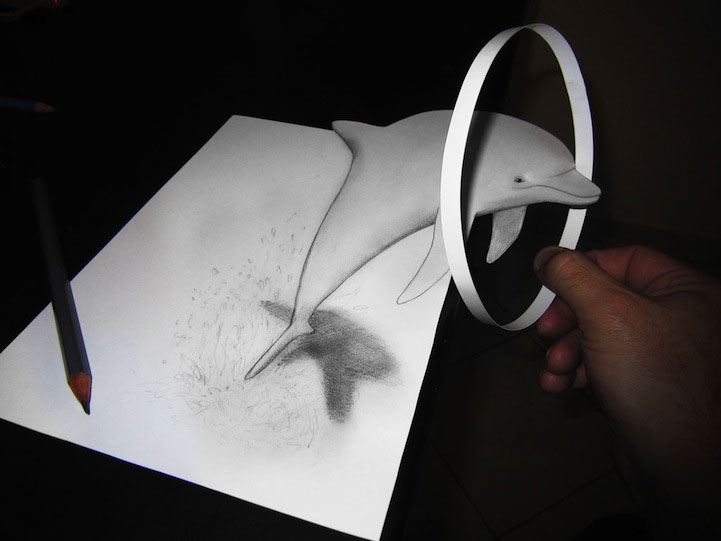 Alessandro Diddi  anamorphic drawings- Life Like 3D objects seem to leave the drawings