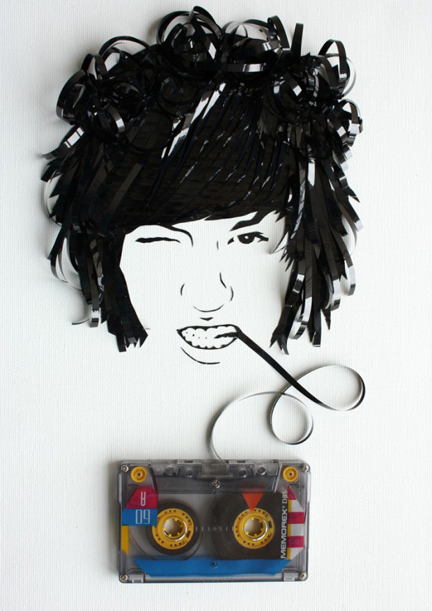Erika Iris Simmons: Celebrity Faces Made Using Cassette Tapes