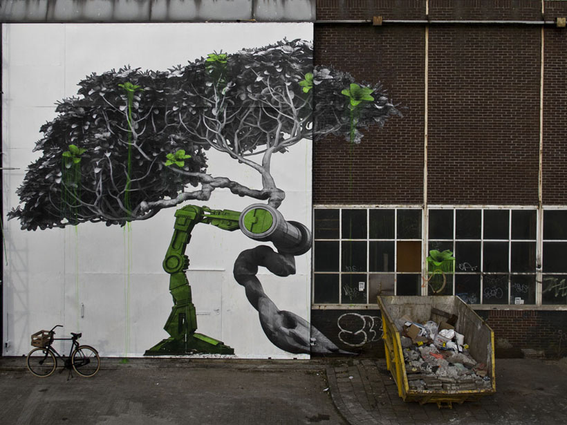 A Parisian Artist Combines Nature His Street Artwork (Photo Gallery)