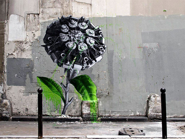 A Parisian Artist Combines Nature His Street Artwork (Photo Gallery)