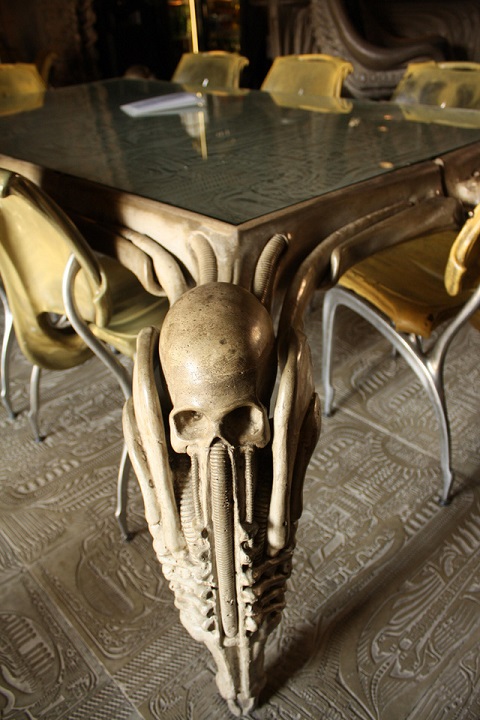 Two bars that reflect the themes of Alien, creation of Hans Ruedi Giger, Switzerland