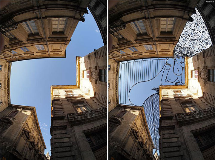 Parisian Artist Thomas Lamadieu aka RootsArt Uses Sky as canvass for his artworks