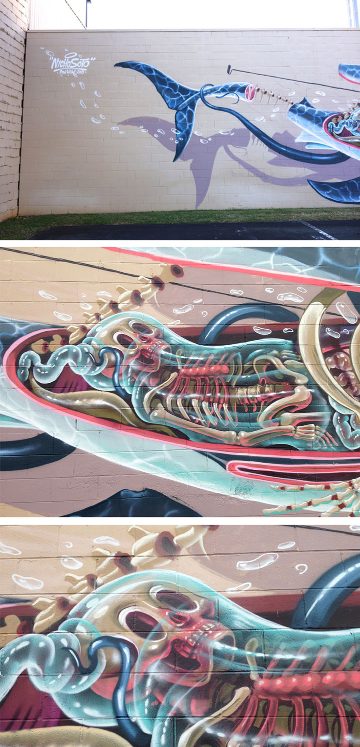 An Artist Reveals The Anatomy Of His Creations In Gigantic Murals