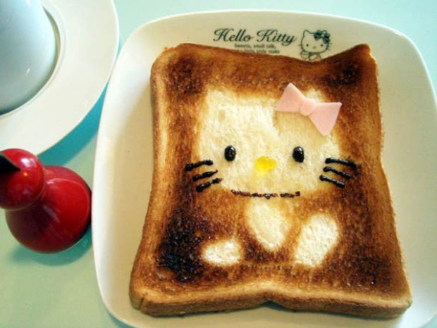 Cute Toast Art  by Japanese-hello kitty print on slice of bread