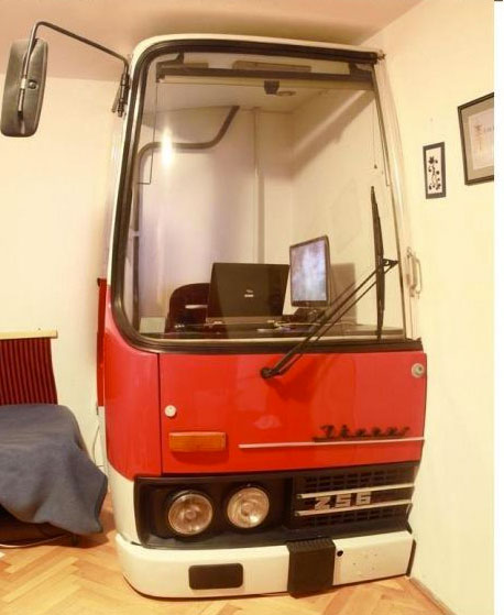 bus customized as an office-Unusual Home Office Ideas