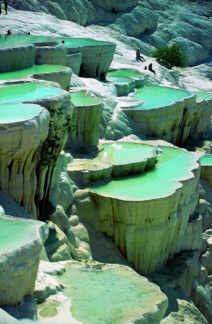 In a natural pool in the rocks in Pamukke, Turkey