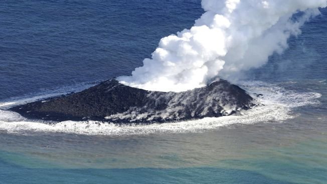 The eruption of a volcano in Japan gives rise to the birth of an island of the coast of Japan-