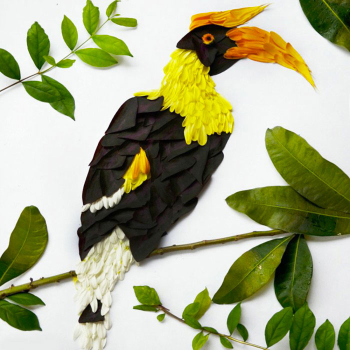 Beautiful Multicolored Birds Made From Hundreds Of Flower Petals-5