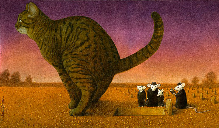 Pawel Kuczynksi satirical illustrations denounce the horrors and paradoxes of the modern world-16