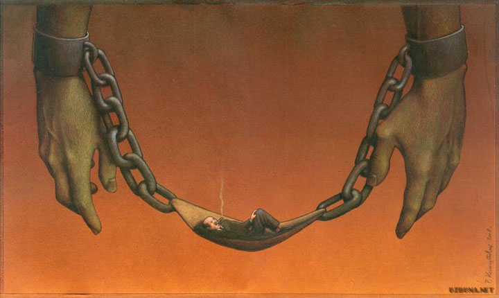 Pawel Kuczynksi satirical illustrations denounce the horrors and paradoxes of the modern world-7