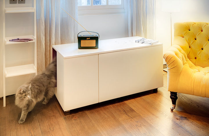 The cabinet is a real little cat house-Furniture Designs To Make Your Apartment An Animal paradise-27