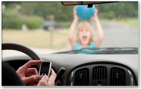 Driver Texting While A Child walks