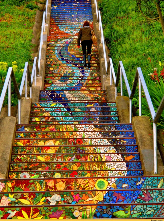 Tiled staircase 16th Avenue - San Francisco-Most Beautiful Stairs That Will Make You Dreaming-3