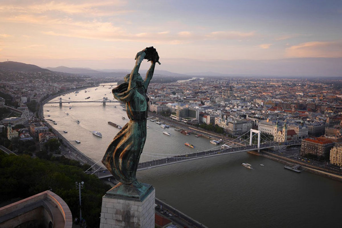 The Statue of Liberty, Budapest, Hungary-21 Most Beautiful Places Photographed By Drones Where Overflight Is Illegal Today-13