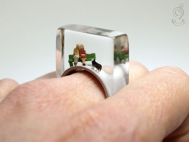 Isabell Manufactures Adorable Rings That Contain Small Scenes Of Everyday Life-