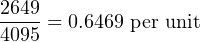 2649
4095-= 0.6469 per unit
