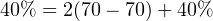 40% = 2(70− 70)+ 40%
