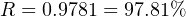 R = 0.9781 = 97.81%