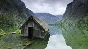 A fishermans hut on a lake in Germany