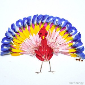 Beautiful Multicolored Birds Made From Hundreds Of Flower Petals-9