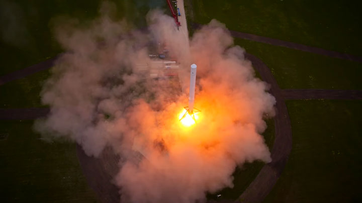 Watch The Spectacular Takeoff And Landing Of A Rocket As Filmed By A Drone (Video)