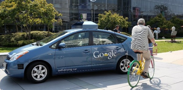 Google Self-Driving Car Navigates In The Middle Of Traffic-