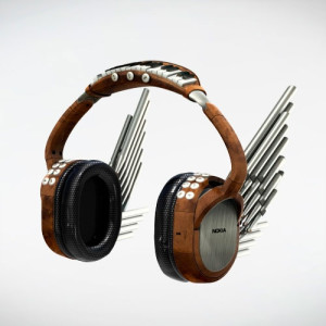Nokia headphones, inspired by an organ with the keyboard above