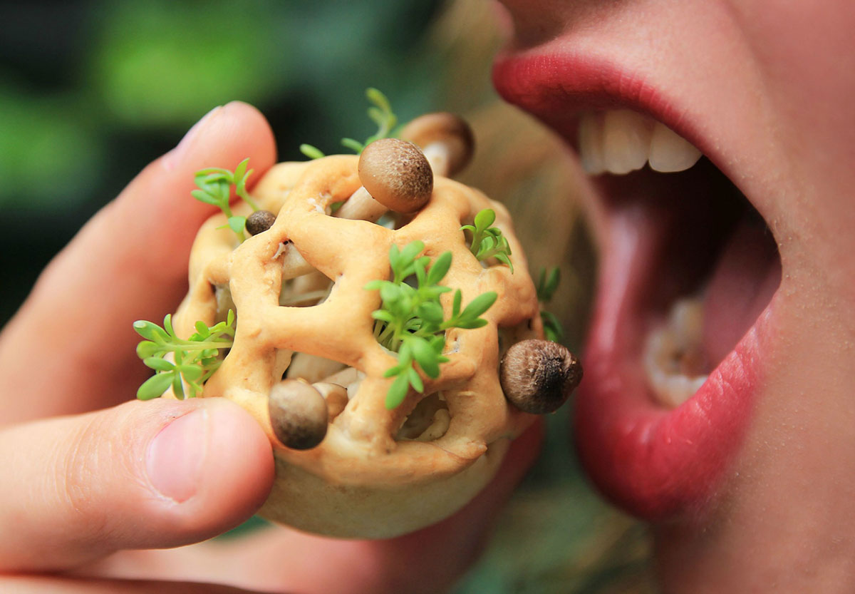 Enjoy Amazing 3D Printed Bio Food With Herbs And Mushrooms