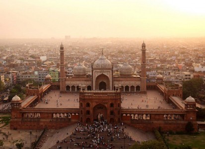 The great mosque Jama Masjid, India-21 Most Beautiful Places Photographed By Drones Where Overflight Is Illegal Today-8