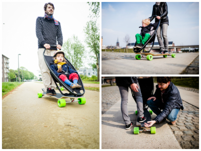 Longboardstroller, a stroller-skateboard combined-3