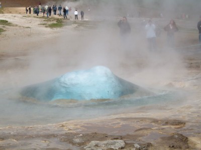 Just before the geyser erupt